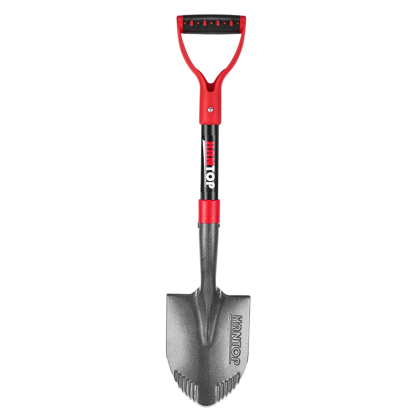 HANTOP Small Garden Digging Shovel 28 inches | Sharp Blade, Non-slip Grip, Durable Fiberglass Handle — Red