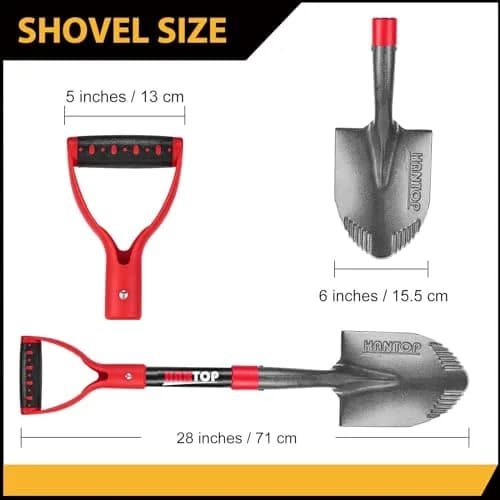 HANTOP Small Garden Digging Shovel 28 inches | Sharp Blade, Non-slip Grip, Durable Fiberglass Handle thumbnail 2