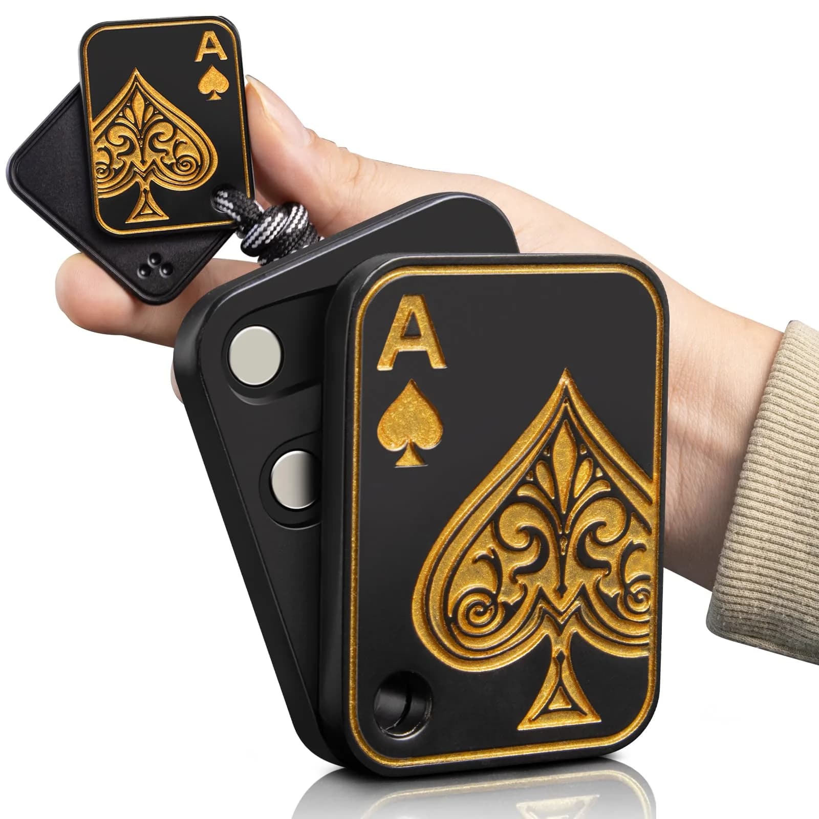 D.G.PLAYER Ace Poker Fidget Slider Black Gold 70g (2.47oz) | Magnetic Stress Relief Toy - main product image
