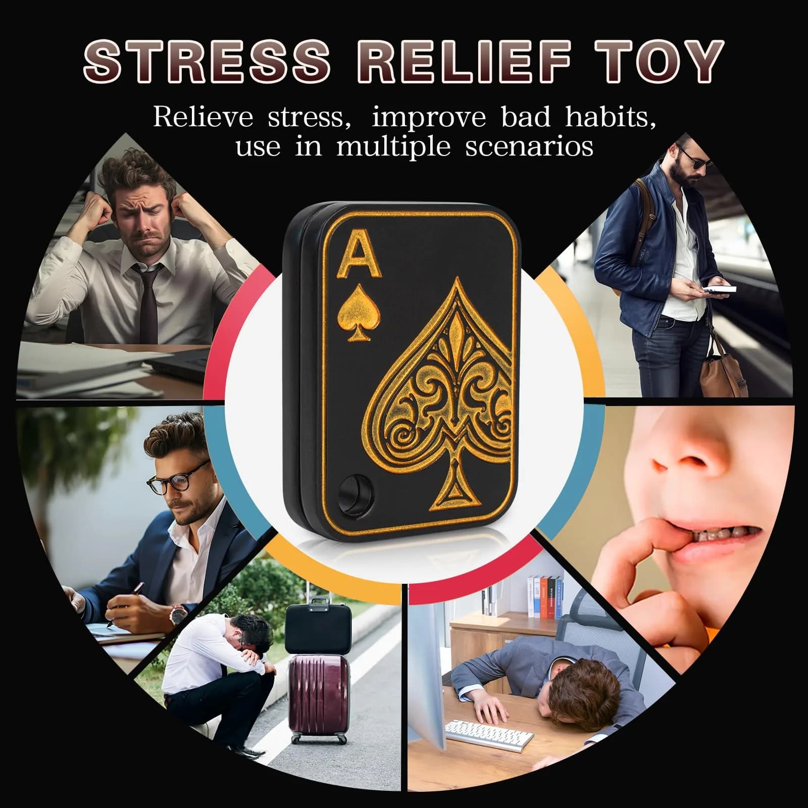 D.G.PLAYER Ace Poker Fidget Slider Black Gold 70g (2.47oz) | Magnetic Stress Relief Toy - view 6