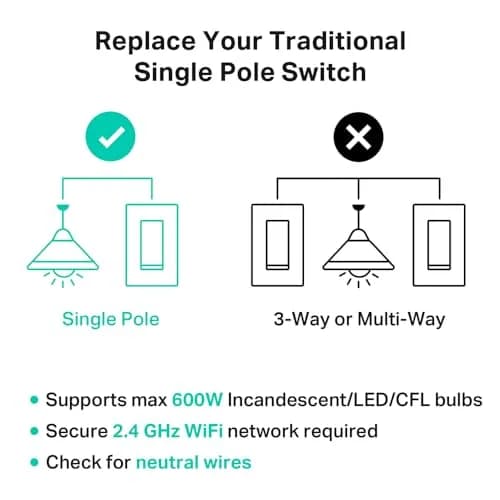 Kasa Smart Light Switch, Single Pole, Need Neutral Wire | Wi-Fi, Alexa & Google Compatible thumbnail 8