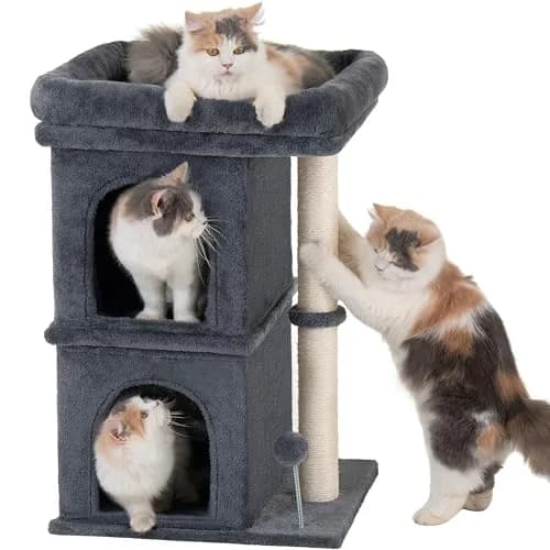 Aechonow Cat Tree for Large Cat,2 Cozy Cat Condo House for Large & Fat Cats | Spacious Perch & Sisal Scratching thumbnail 1