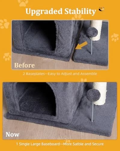 Aechonow Cat Tree for Large Cat,2 Cozy Cat Condo House for Large & Fat Cats | Spacious Perch & Sisal Scratching thumbnail 5