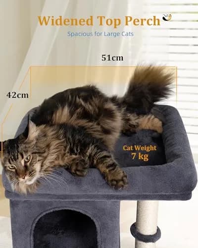 Aechonow Cat Tree for Large Cat,2 Cozy Cat Condo House for Large & Fat Cats | Spacious Perch & Sisal Scratching thumbnail 2