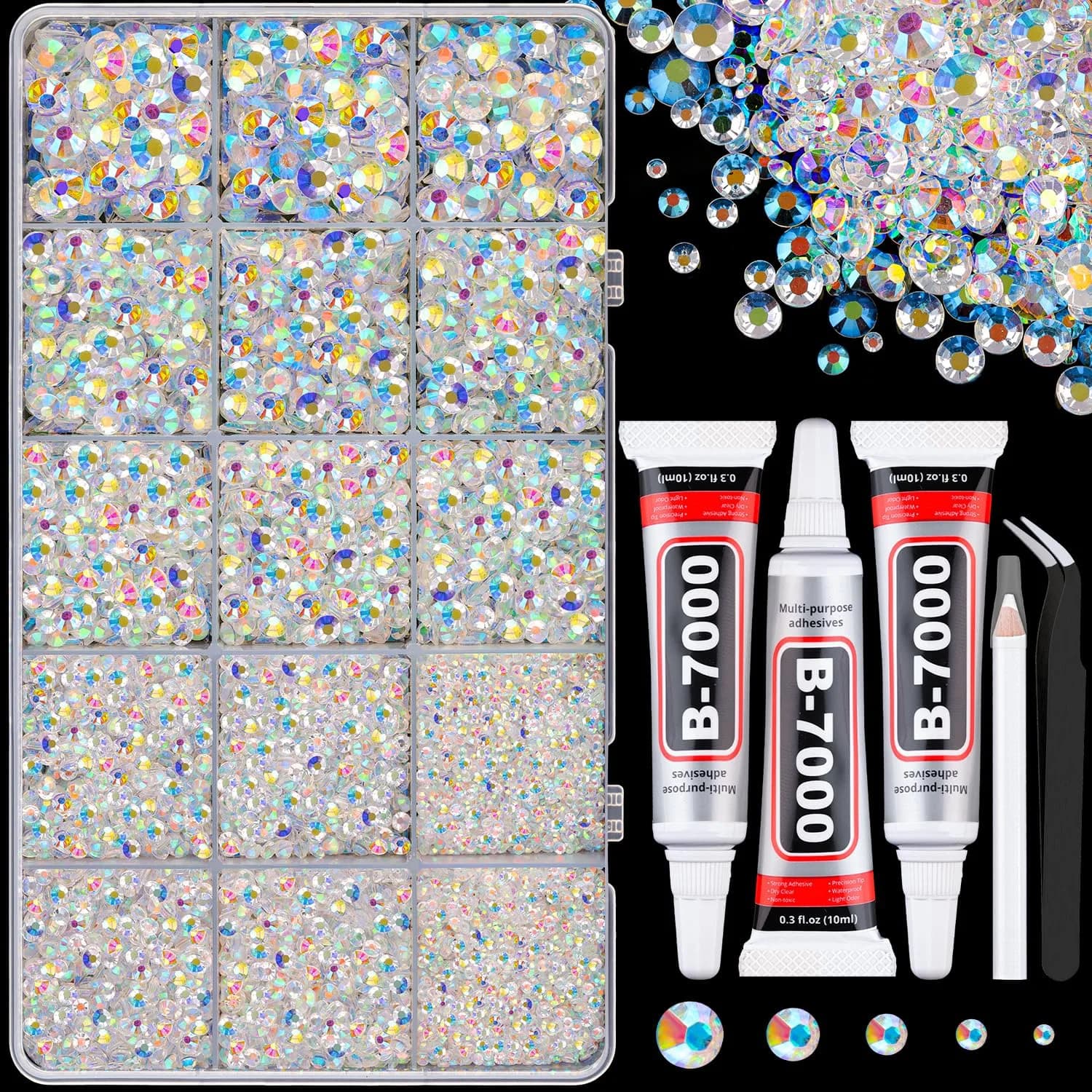TINKRSTUFF Resin Jelly Rhinestones 16,000 pcs | AB Flatback Gems for Nail Art & Crafts