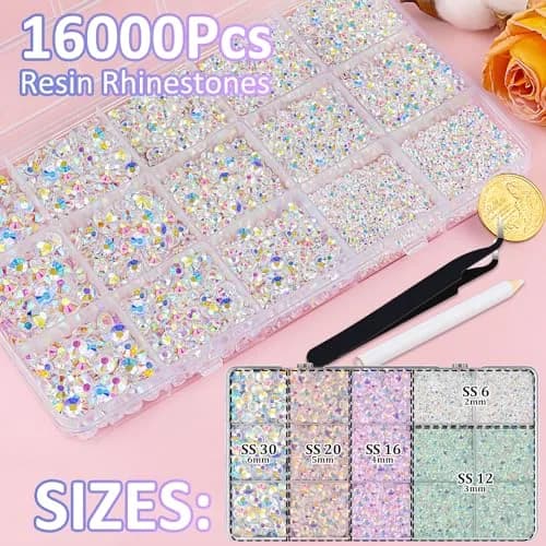TINKRSTUFF Resin Jelly Rhinestones 16,000 pcs | AB Flatback Gems for Nail Art & Crafts thumbnail 2