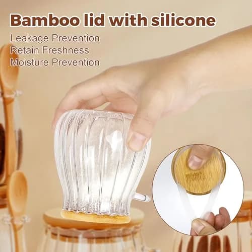 holoith Sugar Container with Bamboo Lid & Spoon | 15oz Glass Jar for Kitchen & Gifts thumbnail 6
