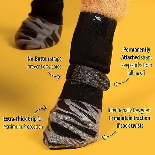 DOK TigerToes Premium Non-Slip Dog Socks XXS (4-Pack) | Extra-Thick Grip for Hardwood Floors & Hot Pavement thumbnail 3