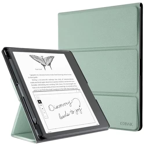 CoBak Sage Green Stand Case for Kindle Scribe 10.2 Inch (25.9 cm) | Premium Folio Leather Cover with Pen Holder & Auto Sleep/Wake thumbnail 1
