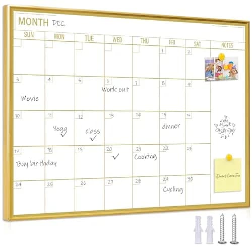 Marribol Golden Monthly Dry Erase Calendar Whiteboard 16"x12" | Magnetic Wall Planner thumbnail 1