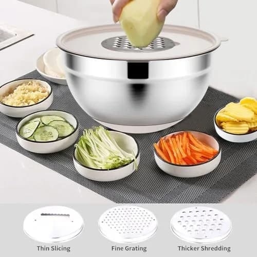 Rottay Stainless Steel Mixing Bowls Set 6pcs with Airtight Lids | Space-Saving, Durable & Dishwasher Safe thumbnail 3