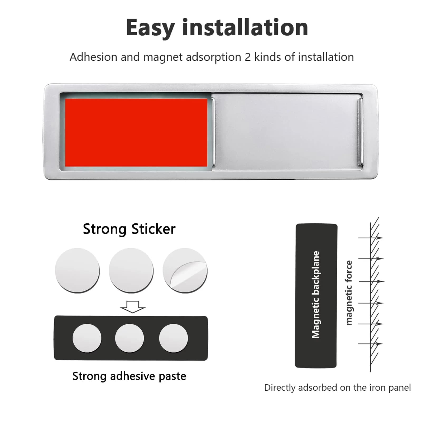 LoYinLo Blank Silver Do Not Disturb Sign 18cm x 5cm | Clear Privacy Indicator for Offices and Homes - view 2