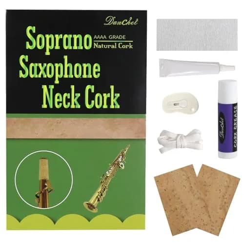 Danchet Saxophone Accessories Soprano Sax Cork Replacement Kit | 2 pcs Cork, Glue, Grease, Knife & Sandpaper thumbnail 1