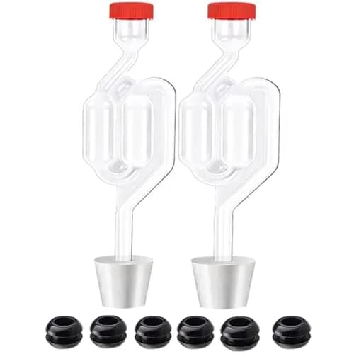 Zazolyne Transparent Brewing Airlock 2 Pack with Stoppers & Grommets | Twin Bubble Fermenting Kit thumbnail 1