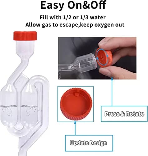 Zazolyne Transparent Brewing Airlock 2 Pack with Stoppers & Grommets | Twin Bubble Fermenting Kit thumbnail 3
