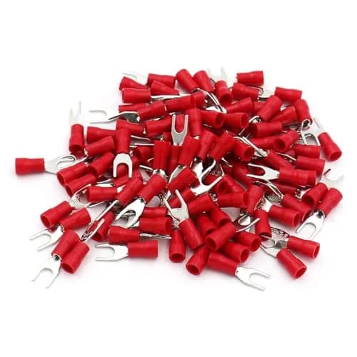Baomain Red Fork Spade Insulated Terminal Connectors | 22-16 AWG (0.5-1.5mm²) | #8 Stud (4.3mm) | 500-Pack thumbnail 6