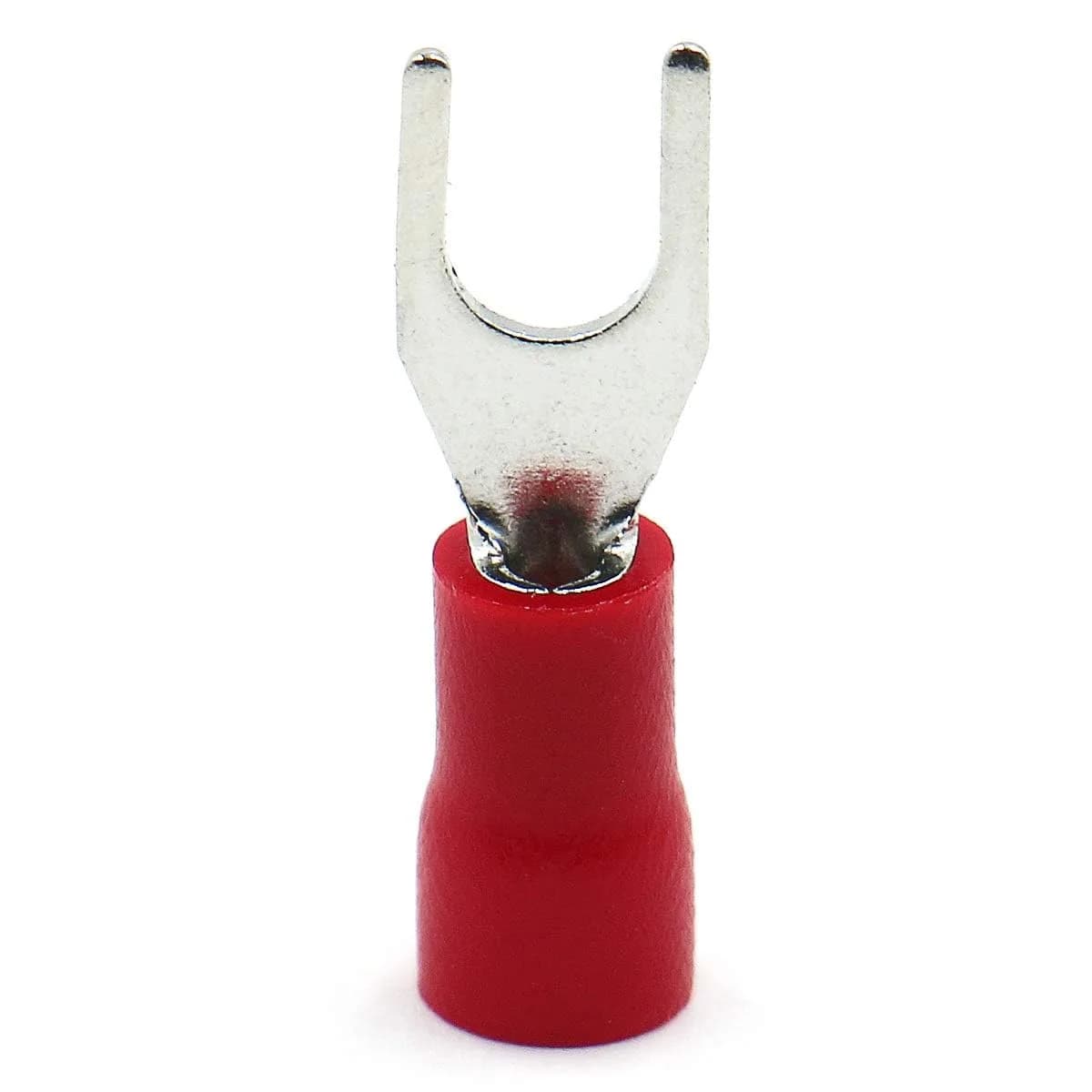 Baomain Red Fork Spade Insulated Terminal Connectors | 22-16 AWG (0.5-1.5mm²) | #8 Stud (4.3mm) | 500-Pack - view 2