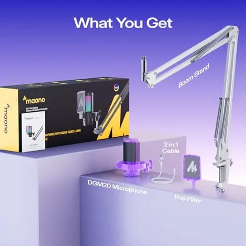 MAONO DGM20S USB Microphone for PC with Clear Voice & Noise Reduction | RGB Lighting & Noise Cancellation thumbnail 9