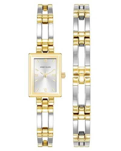 Anne Klein Women's Bracelet Watch Set | Silver Sunray Dial, 16.5mm Metal Case, Jewelry Clasp, Not Water Resistant thumbnail 1