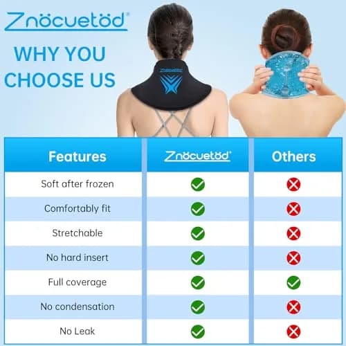 ZNÖCUETÖD Neck Ice Pack Wrap Reusable Gel Ice Packs for Cervical Injuries Pain Relief, Black thumbnail 3