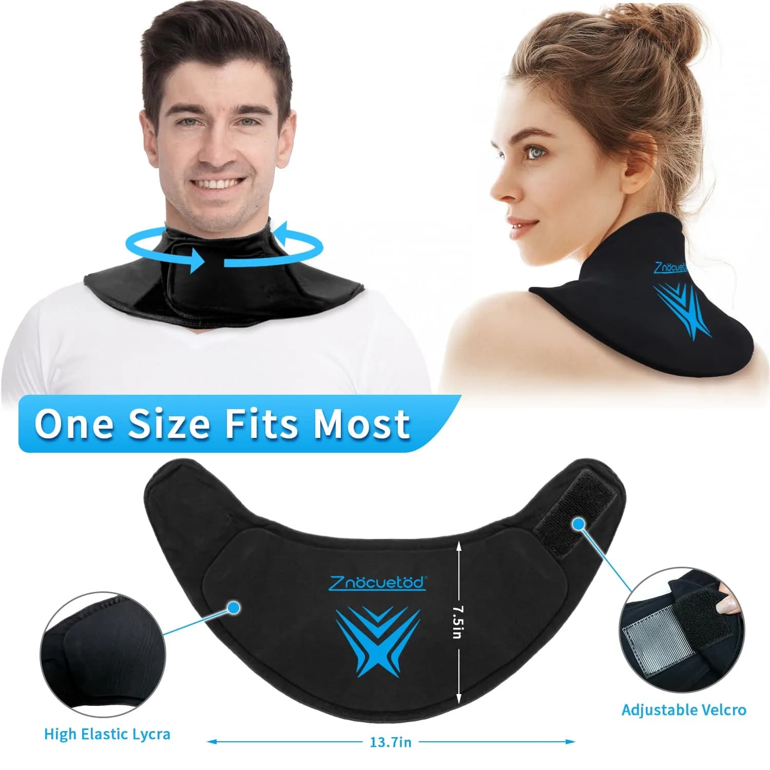 ZNÖCUETÖD Neck Ice Pack Wrap Reusable Gel Ice Packs for Cervical Injuries Pain Relief, Black - view 4