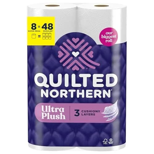 Quilted Northern Ultra Plush Toilet Paper, 8 Super Mega Rolls (3024 Sheets Total) | 3-Ply Softness, Lint-Free, USA Imported thumbnail 1