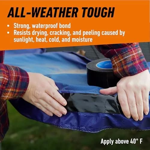 Gorilla All Weather Duct Tape, Black, 1.88" x 25 yd (25 Rolls) | UV & Temperature Resistant Waterproof Tape thumbnail 5