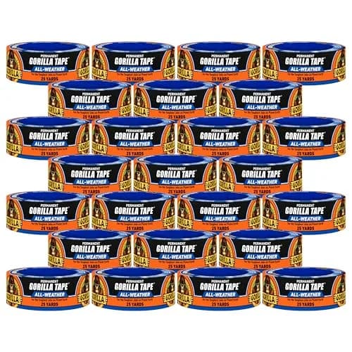 Gorilla All Weather Duct Tape, Black, 1.88" x 25 yd (25 Rolls) | UV & Temperature Resistant Waterproof Tape thumbnail 1