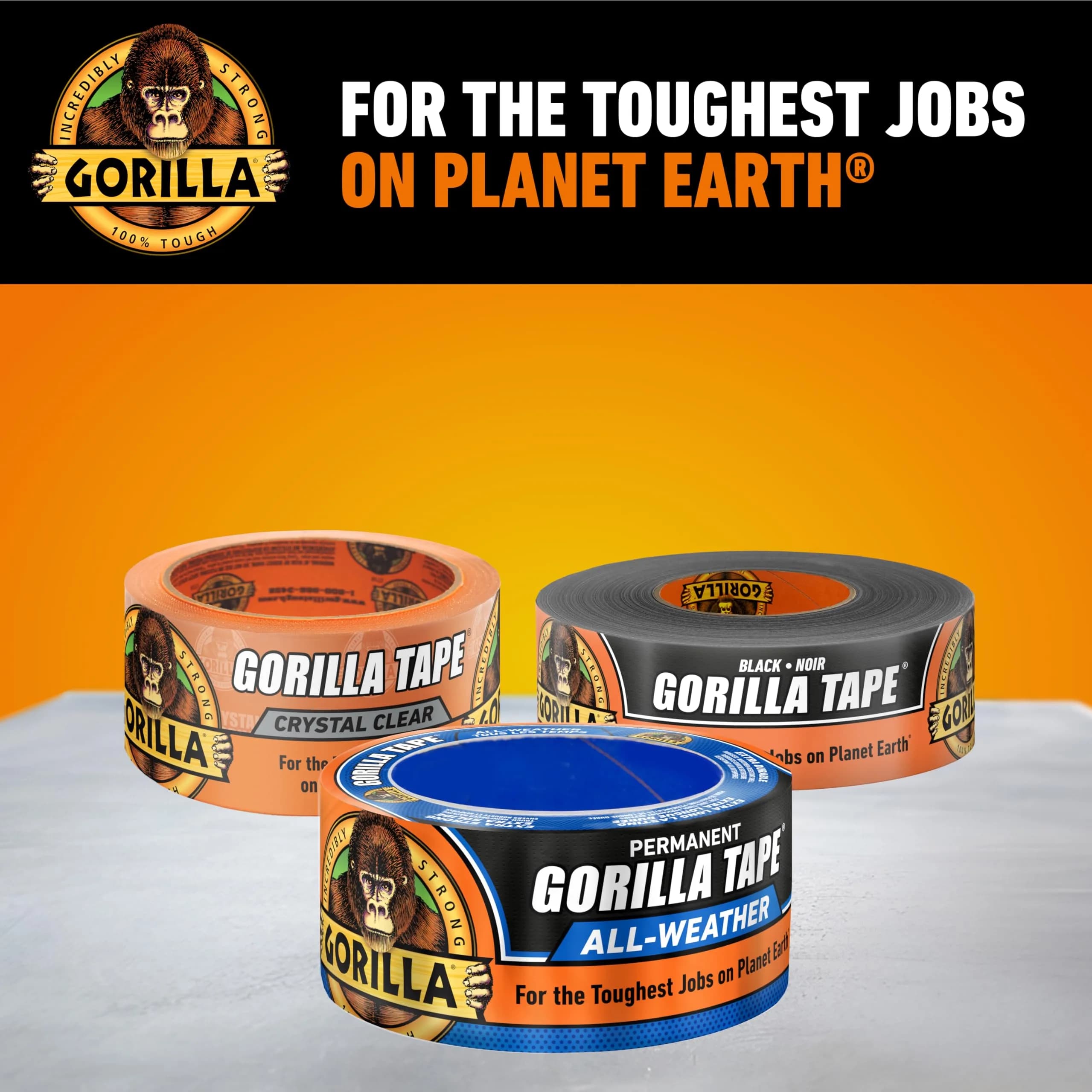 Gorilla All Weather Duct Tape, Black, 1.88" x 25 yd (25 Rolls) | UV & Temperature Resistant Waterproof Tape - view 9