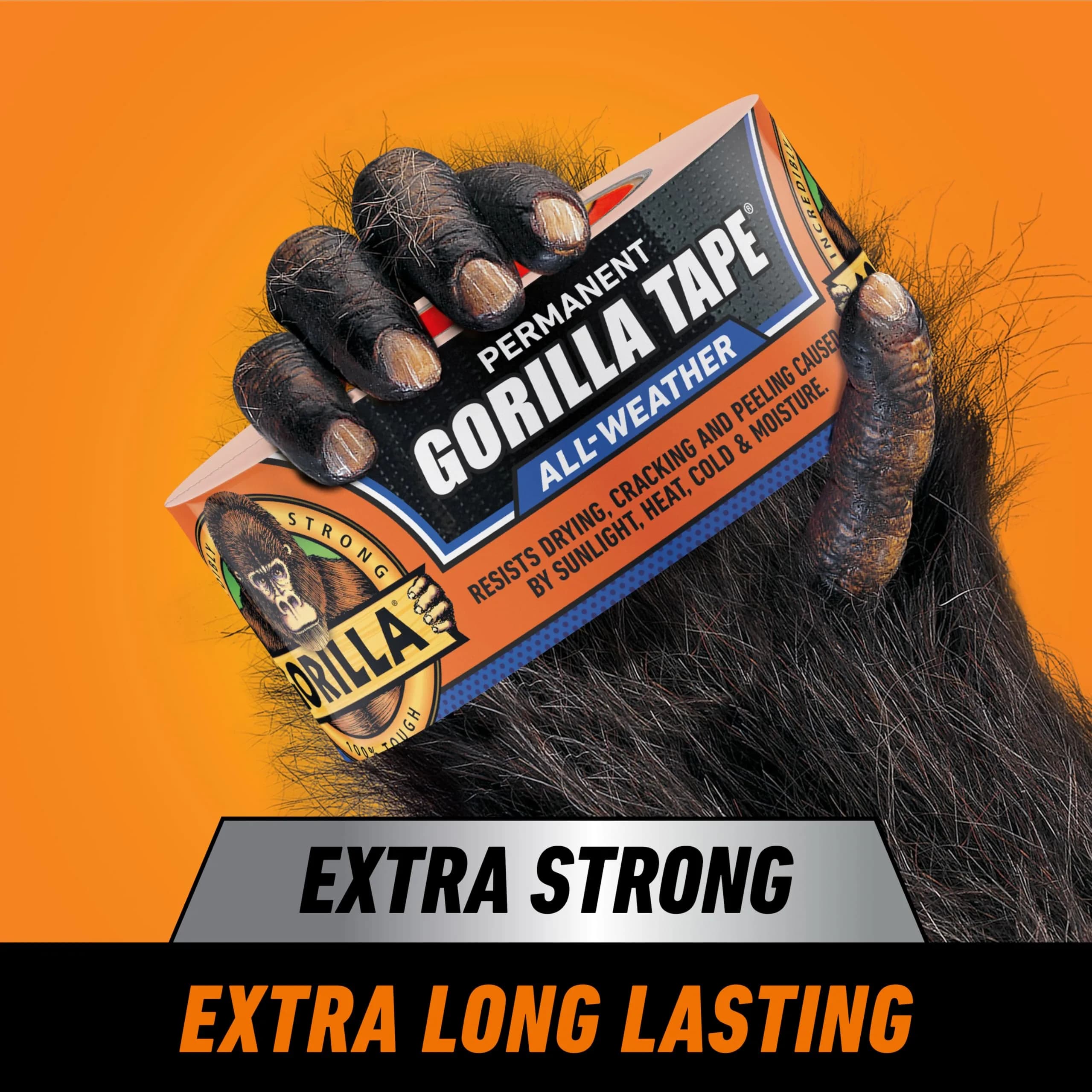 Gorilla All Weather Duct Tape, Black, 1.88" x 25 yd (25 Rolls) | UV & Temperature Resistant Waterproof Tape - view 2