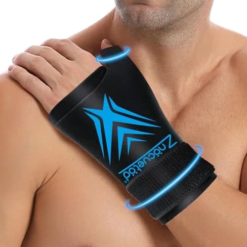 ZNÖCUETÖD Wrist Ice Pack Wrap with Thumb Support | Black, One Size thumbnail 1