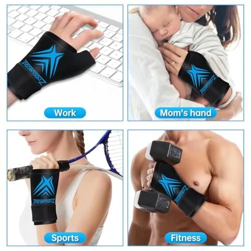 ZNÖCUETÖD Wrist Ice Pack Wrap with Thumb Support | Black, One Size thumbnail 4