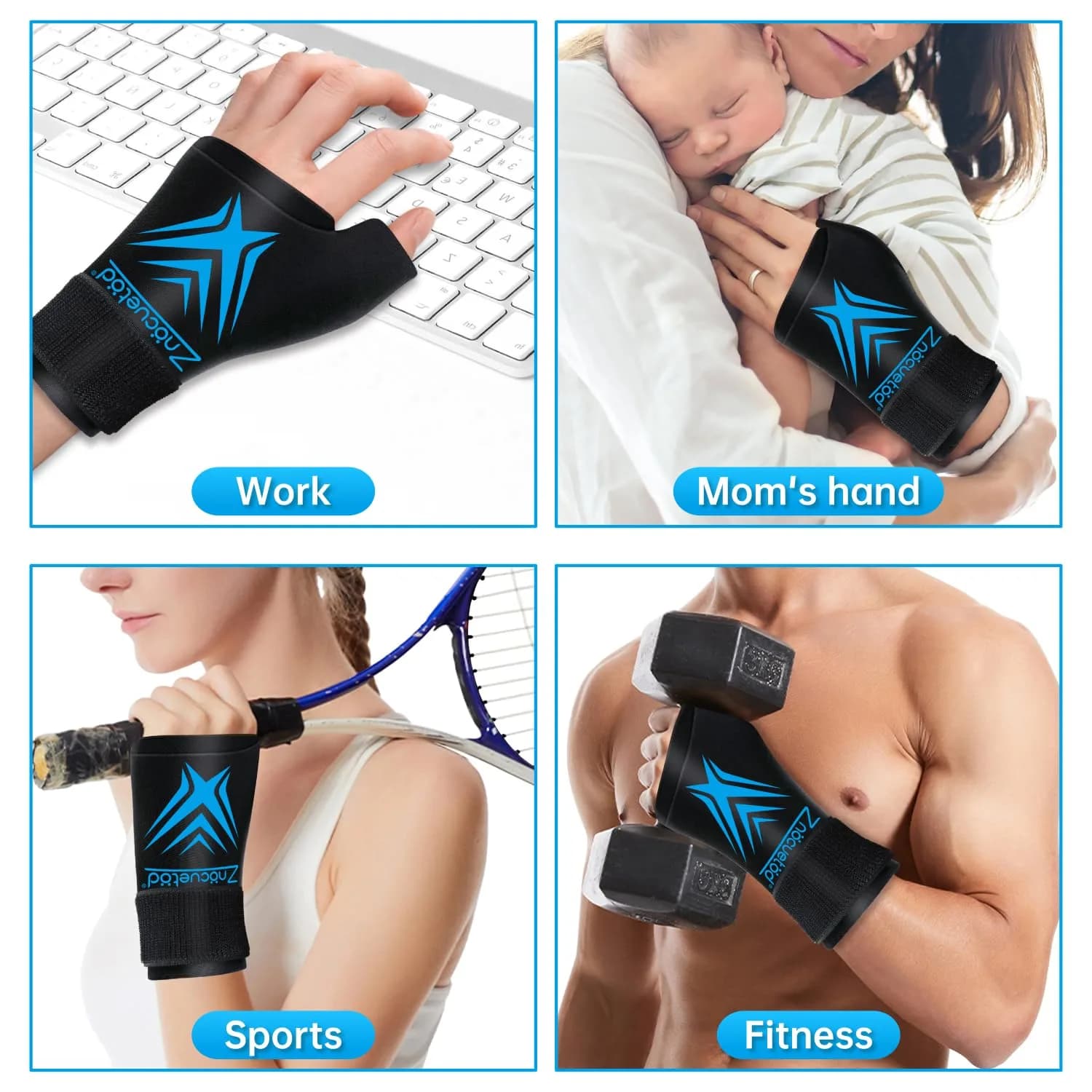 ZNÖCUETÖD Wrist Ice Pack Wrap with Thumb Support | Black, One Size - view 4