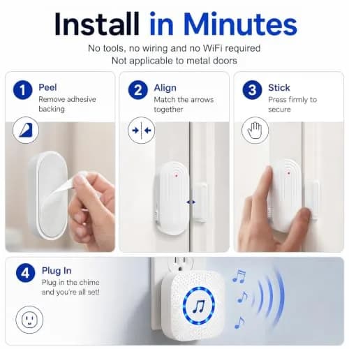 SanJie Door Chime Alarm When Open for Kids Safety, Home and Business | Wireless Entry Alert with 26 Ringtones thumbnail 6