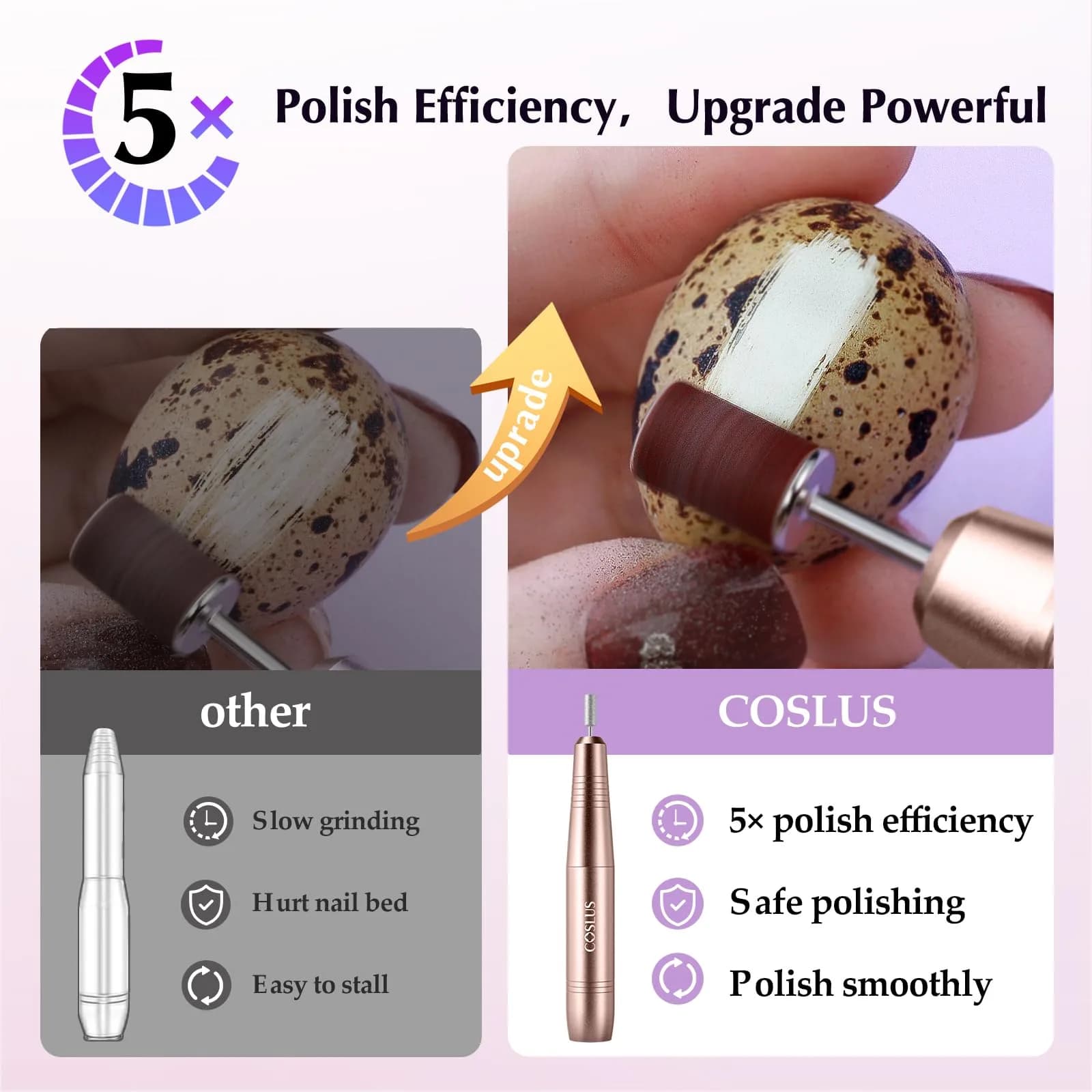 COSLUS C40 Electric Nail Drill File Kit with 6 Bits & 31 Sanding Bands | Professional Acrylic Gel Manicure Pedicure Tool - view 2