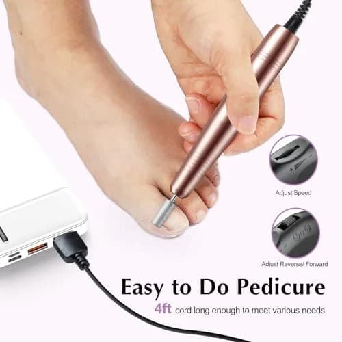 COSLUS C40 Electric Nail Drill Machine Golden | Professional Acrylic Gel Dip Powder Nails, Portable Manicure Pedicure Tools thumbnail 5