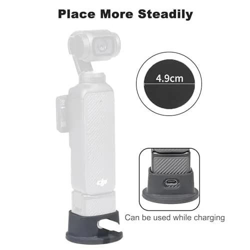 FiTSTILL Black Silicone Non-Slip Desktop Mount for DJI Osmo Pocket 4/3, Lightweight and Compact, with Charging Opening | Stable Desktop Base thumbnail 3