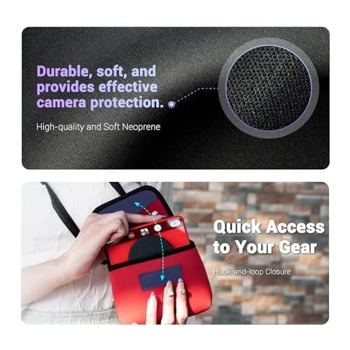 JJC Camera Case for Leica Sofort 2, Fuji X Half, Kodak Ektar H35N, Pixpro WPZ2 (160x120x35mm) | Red Neoprene Pouch thumbnail 3