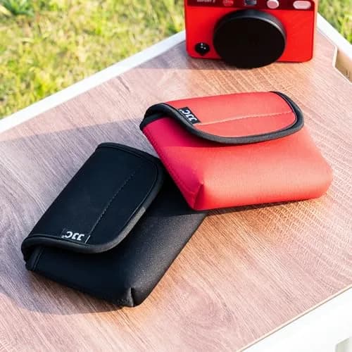 JJC Compact Camera Pouch Case for Leica Sofort 2, Fuji X Half, Kodak Ektar H35N, Pixpro WPZ2 | Black Neoprene with Touch-Fastening Flap thumbnail 5