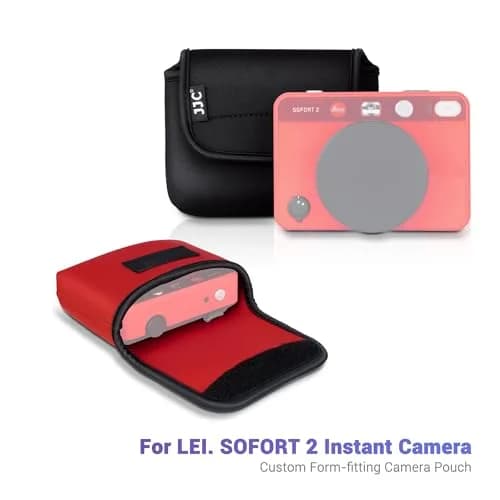 JJC Compact Camera Pouch Case for Leica Sofort 2, Fuji X Half, Kodak Ektar H35N, Pixpro WPZ2 | Black Neoprene with Touch-Fastening Flap thumbnail 2