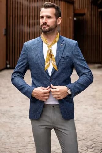 GERINLY Paisley Print Silk Scarf for Men, Yellow 27 Inch Square Neckerchief | Classic Designer Neck Tie thumbnail 5