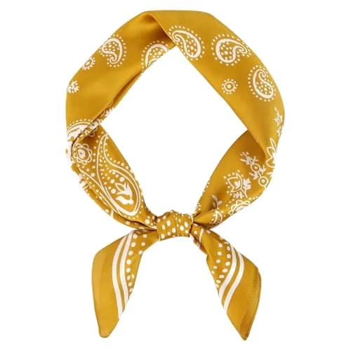 GERINLY Paisley Print Silk Scarf for Men, Yellow 27 Inch Square Neckerchief | Classic Designer Neck Tie thumbnail 1