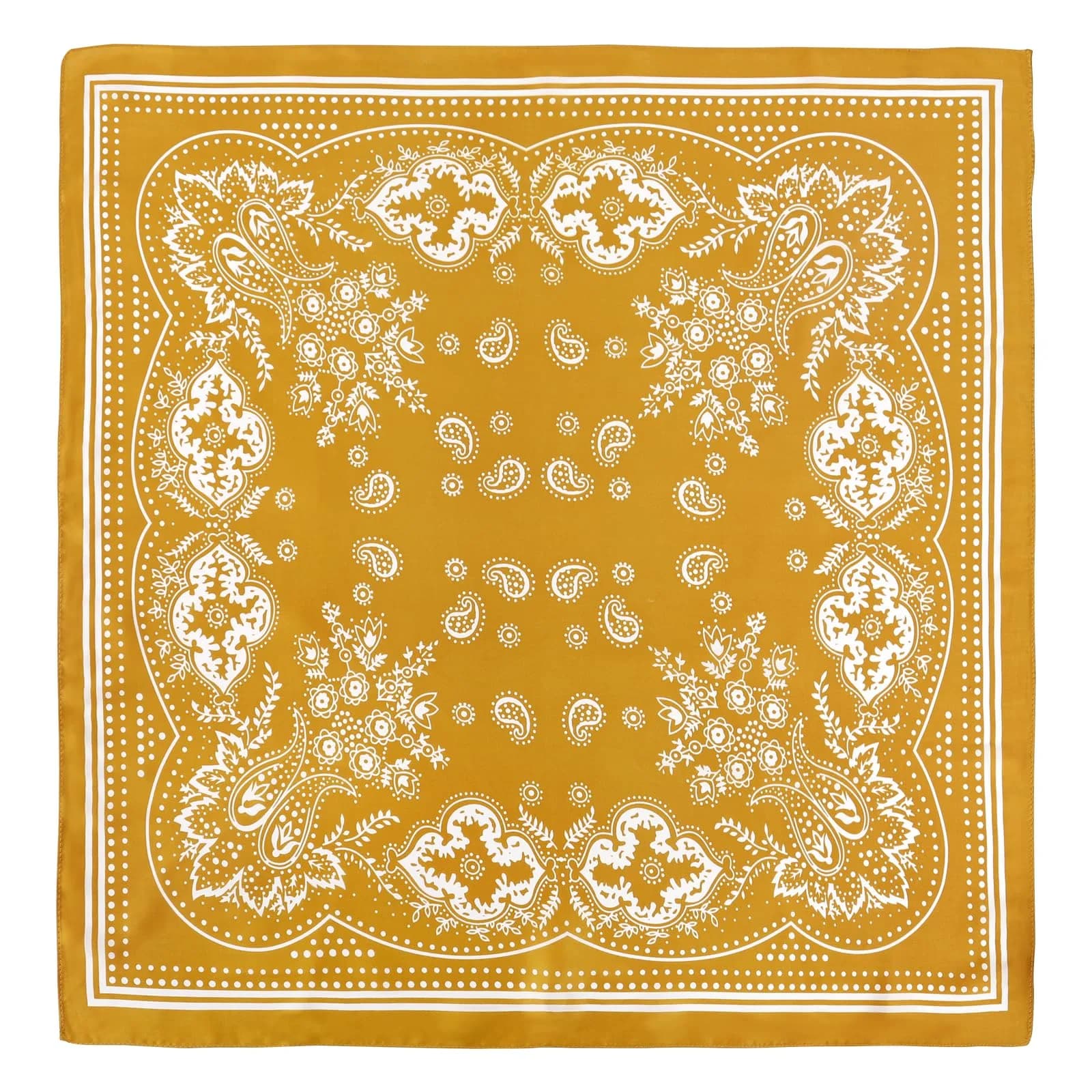 GERINLY Paisley Print Silk Scarf for Men, Yellow 27 Inch Square Neckerchief | Classic Designer Neck Tie - view 2