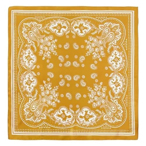 GERINLY Paisley Print Silk Scarf for Men, Yellow 27 Inch Square Neckerchief | Classic Designer Neck Tie thumbnail 2