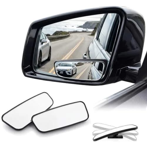 WildAuto Rectangular Blind Spot Mirror with Adhesive Mount, 2-Pack | Wide Angle HD Glass for Cars thumbnail 1