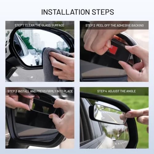 WildAuto Rectangular Blind Spot Mirror with Adhesive Mount, 2-Pack | Wide Angle HD Glass for Cars thumbnail 5