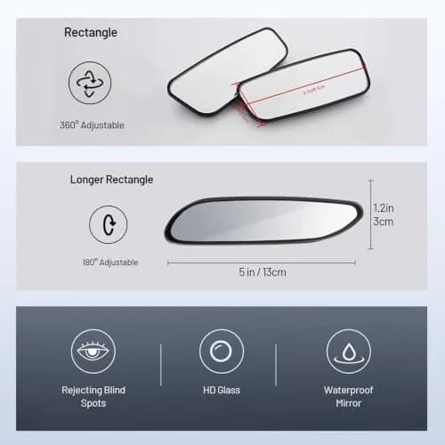 WildAuto Rectangular Blind Spot Mirror with Adhesive Mount, 2-Pack | Wide Angle HD Glass for Cars thumbnail 6