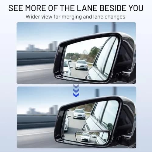 WildAuto Rectangular Blind Spot Mirror with Adhesive Mount, 2-Pack | Wide Angle HD Glass for Cars thumbnail 2