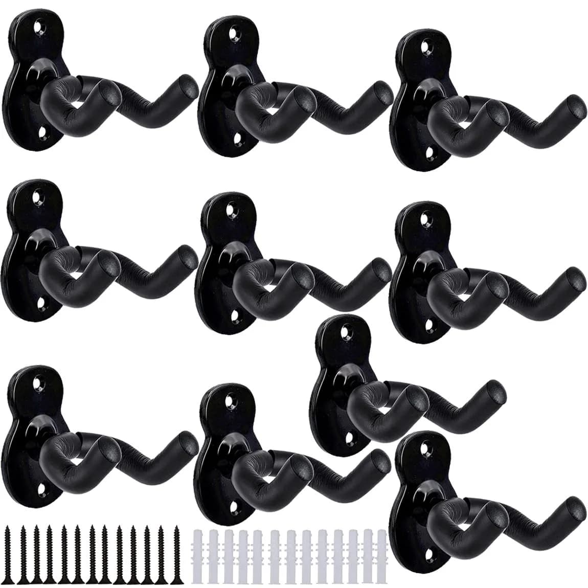 Sound harbor Guitar Wall Mount 10 Pack, Sturdy Metal Hook Stand for Acoustic, Electric Guitar, Banjo, Bass, Ukulele | Rotatable Arms - main product image
