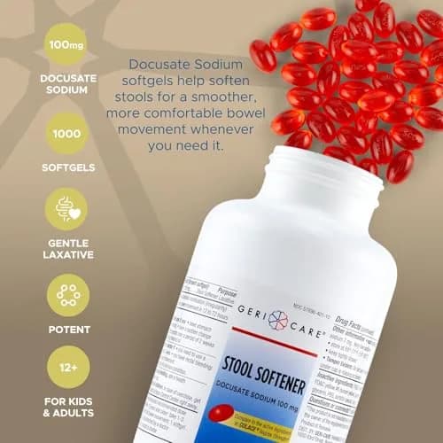 GeriCare Docusate Sodium Stool Softener 100mg | Gentle Adults Daily Laxative for Constipation thumbnail 2